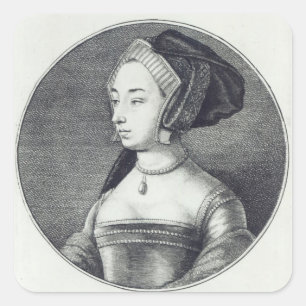 Adesivo Quadrado Anne Boleyn, gravada por Wenceslaus Hollar, 1649