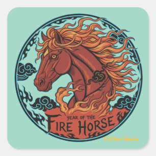 Adesivo Quadrado Ano do Cavalo de Fogo