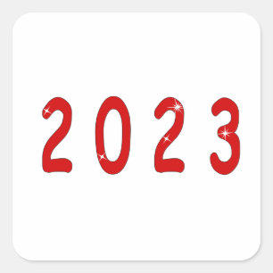 Adesivo Quadrado Ano novo, 2023, número 2023, presente de ano novo,