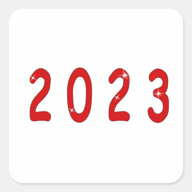 Adesivo Quadrado Ano novo, 2023, número 2023, presente de ano novo, (Frente)