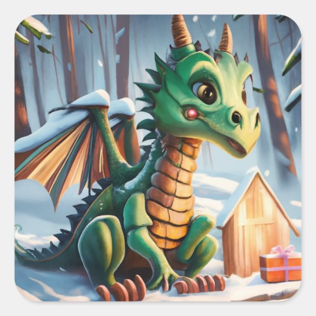 Adesivo Quadrado Ano Novo Chinês Da Porta copos Do Dragão Sandstone (Frente)