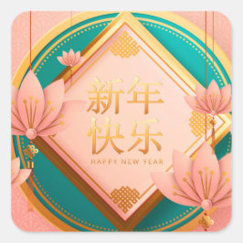 Adesivo Quadrado Ano Novo Chinês do Tigre