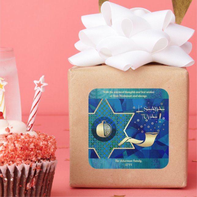 Adesivo Quadrado Ano Novo Judaico | Rosh Hashanah Gift (Festa)