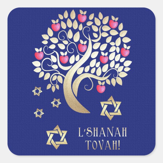 Adesivo Quadrado Ano Novo Judaico | Rosh Hashanah Gift (Frente)