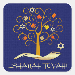 Adesivo Quadrado Ano Novo Judeu  Rosh Hashanah Gift Stickers