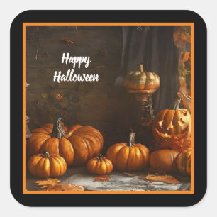 Adesivo Quadrado Antiga Coleção de Halloween Feliz