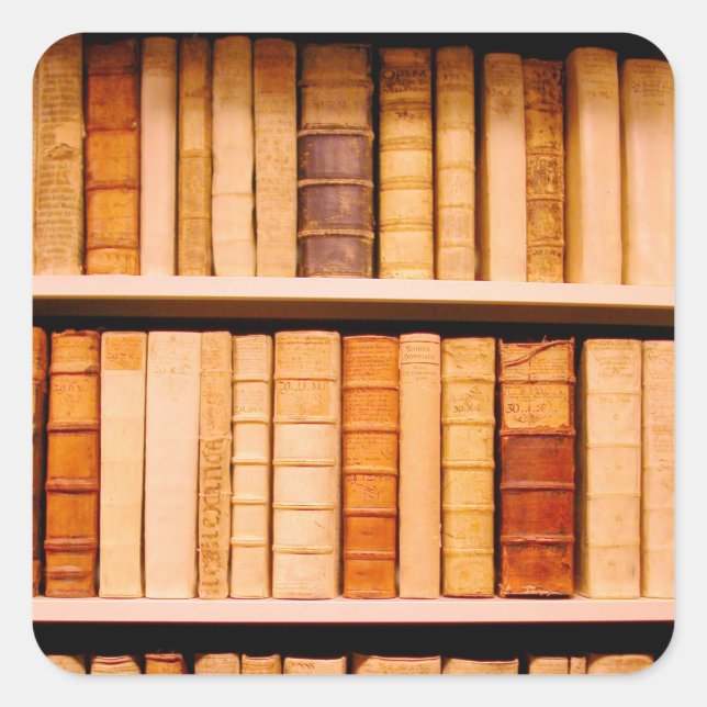 Adesivo Quadrado Antigos livros de ligação de couro do século XVII (Frente)