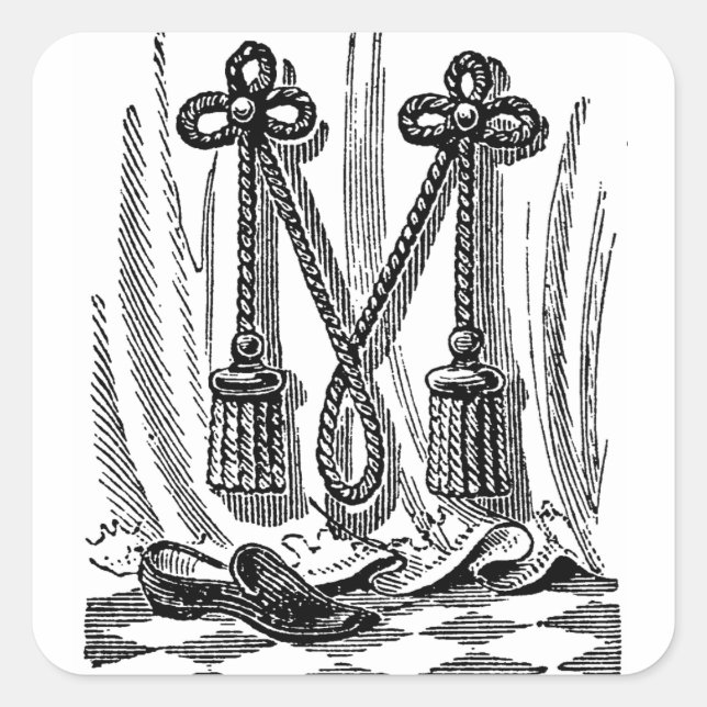 Adesivo Quadrado Antiguidade Caligrafia Símbolos Masônicos - Letra  (Frente)