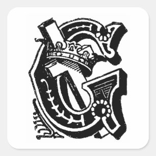 Adesivo Quadrado Antiguidade Caligrafia Símbolos Masônicos - Letra 