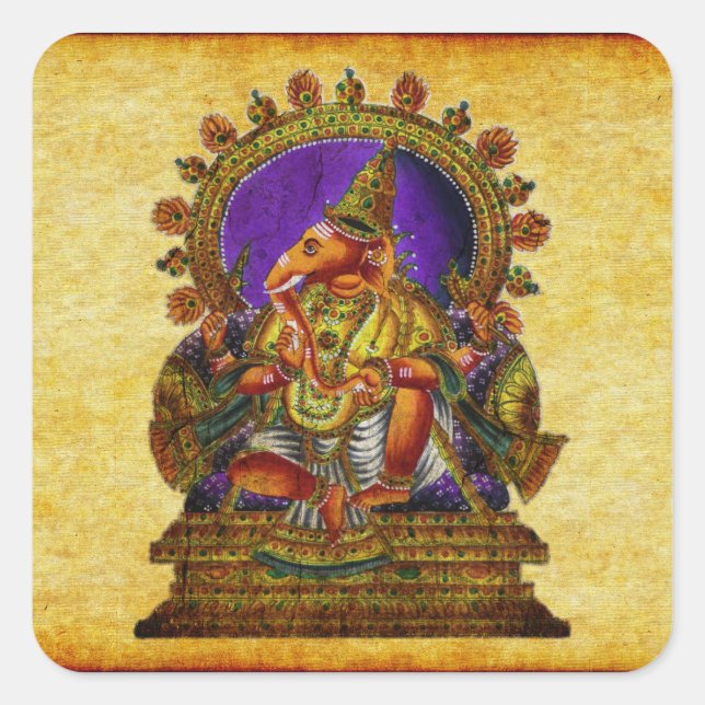 Adesivo Quadrado Antiguidade de Ganesha Deva (Frente)