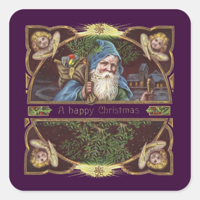 Adesivo Quadrado Antiguidade de Natal dos Papais noeis Vitorianos A (Frente)