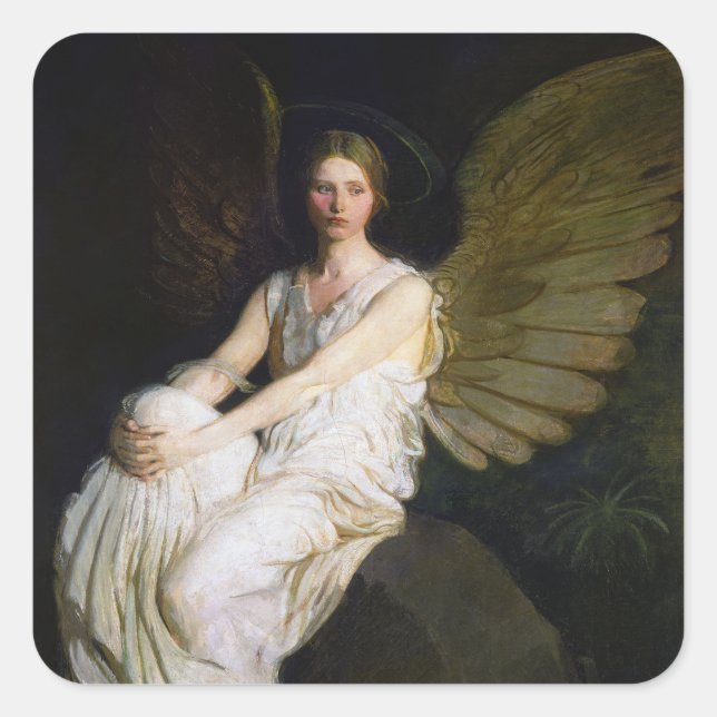 Adesivo Quadrado Antiquado Abbott Handerson Thayer Angel Painting (Frente)