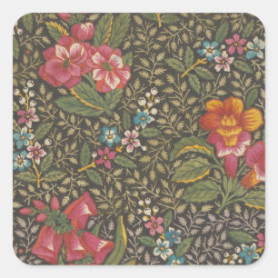 Adesivo Quadrado Antiquado Toile de Jouy 1800s Floral Branches