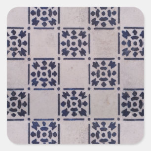 Adesivo Quadrado Antique Delft Azulejo Blue: Padrão Clássico de Art