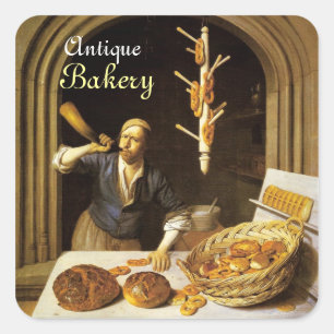 ADESIVO QUADRADO ANTIQUE OVEN BAKER, COMPRO DE PÃO DE BAKERY