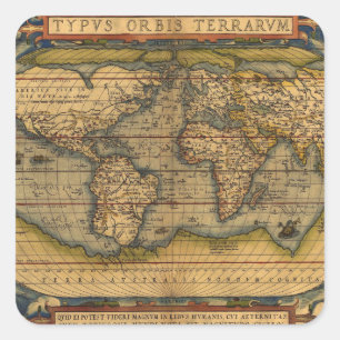 Adesivo Quadrado Antique world map 1500s vintage illustration art