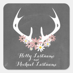 Adesivo Quadrado Antlers florais + O quadro inspirou o casamento