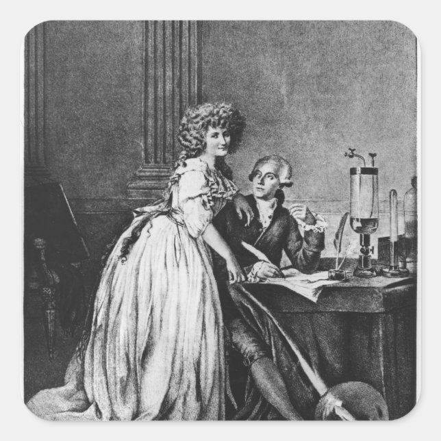 Adesivo Quadrado Antoine Laurent Lavoisier e sua esposa (Frente)
