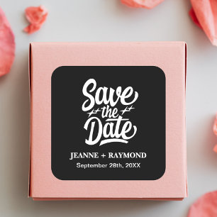 Adesivo Quadrado Anúncio de Casamento Personalizado Save The Date M