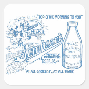 Adesivo Quadrado Anúncio de Leite Vintage