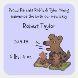 Adesivo Quadrado Anúncio de Nascimento dos Pupus Bonitos