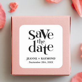 Adesivo Quadrado Anúncio de Noivado Save The Date Moderno