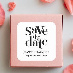 Adesivo Quadrado Anúncio de Noivado Save The Date Moderno