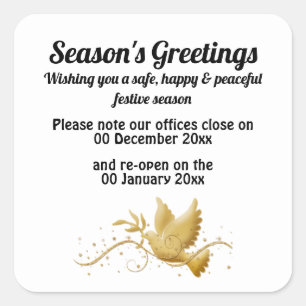 Adesivo Quadrado Anúncio de reconhecimento de datas em aberto e fec