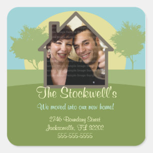 Adesivo Quadrado Anúncio do novo modelo de fotografia Sun da Ascens