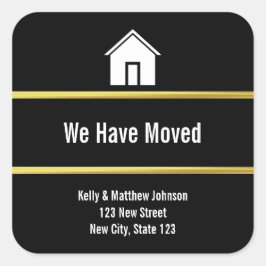 Adesivo Quadrado Anúncio Dourado em Movimento Preto Branco e Falso