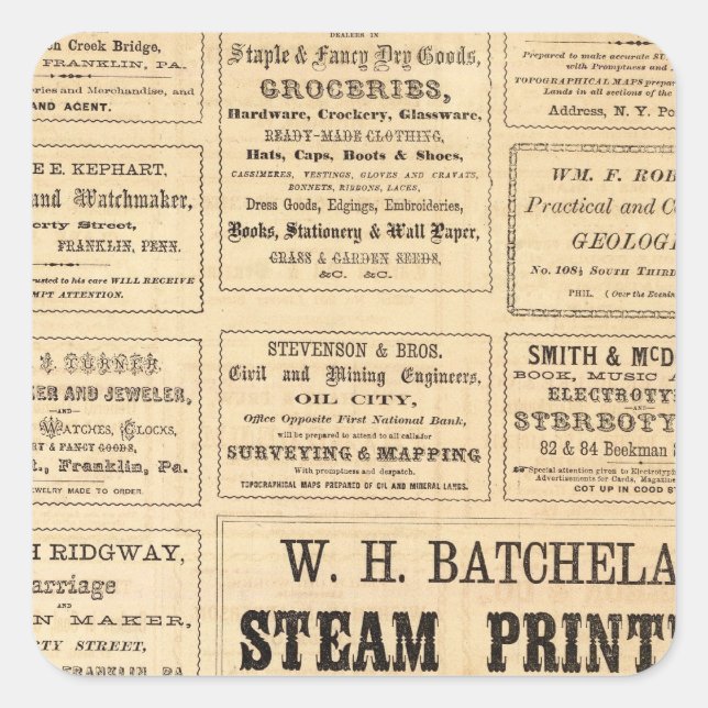 Adesivo Quadrado Anúncios para petróleo (Frente)