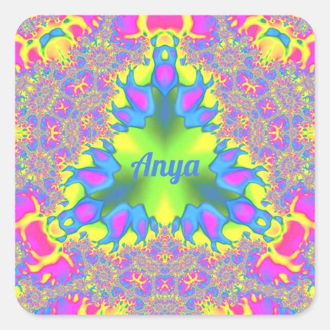 Adesivo Quadrado ANYA ~ Sombra Amarelo, Verde, Rosa, Azul (Frente)