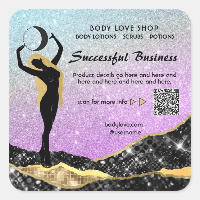 Adesivo Quadrado *~* AP24 Rainbow Goddess Intenção Ortografia Ombre (Frente)