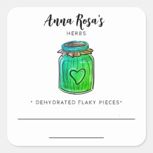 Adesivo Quadrado *~* AP30 Rótulo de Jar do Vazio Herb Mint desidrat