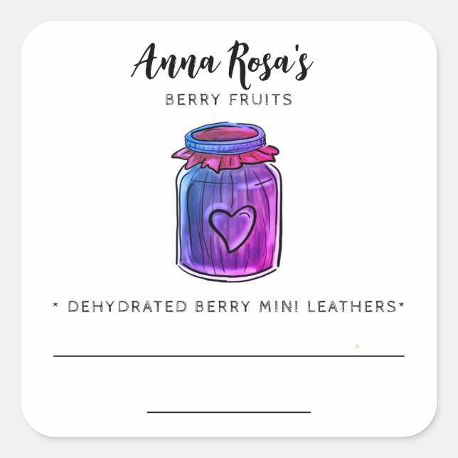Adesivo Quadrado *~* AP30 Rótulo do Jar do Vazio Berry Fruta desidr (Frente)