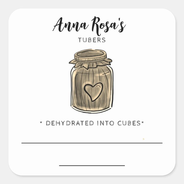Adesivo Quadrado ** AP30 Tubérculos desidratados Rótulos de Jar de  (Frente)