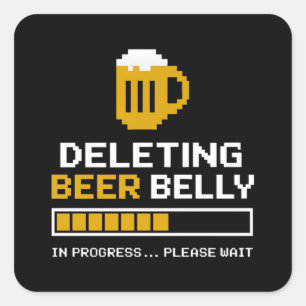 Adesivo Quadrado Apagando a Chave de Cerveja Aguarde Carregando o B