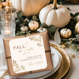 Adesivo Quadrado Apaixonar-se Folhagem de Outono Casamento Neutro C