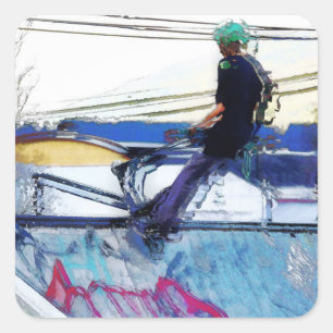 Adesivo Quadrado Aparência - Trabalho de arte de Patinete de dublag