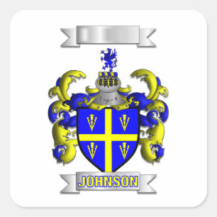 Adesivo Quadrado Apelido Família Johnson e Escudo