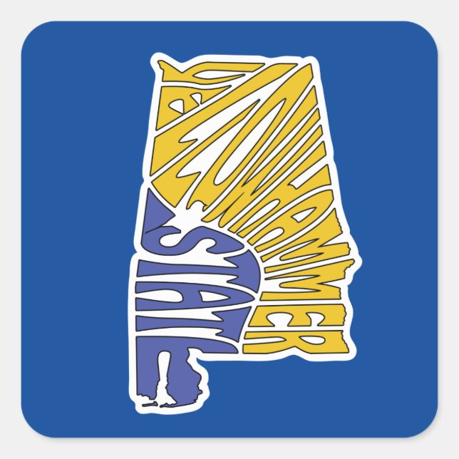 Adesivo Quadrado Apelido Word Art do Alabama (Frente)