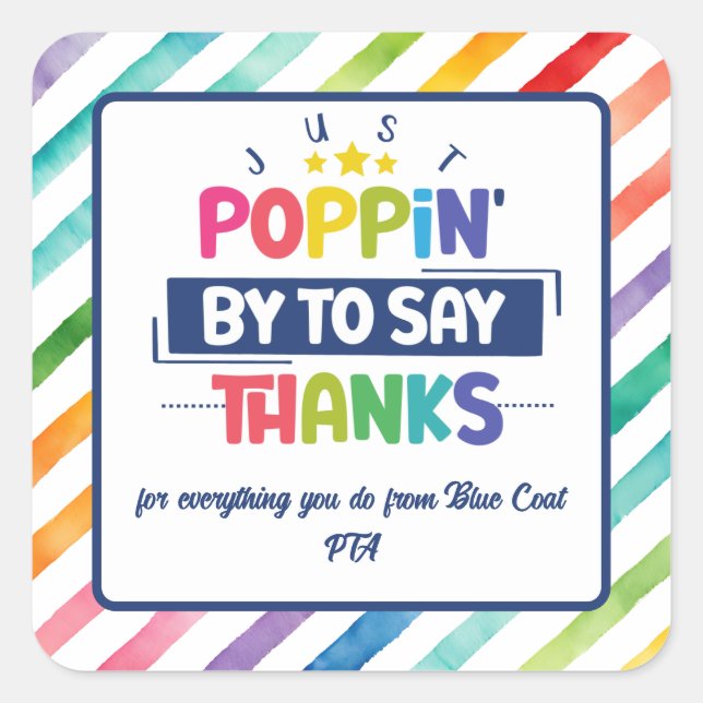 Adesivo Quadrado apenas aparecendo para dizer obrigados como volunt (Frente)