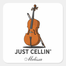 Adesivo Quadrado Apenas Cellin Cello Musical Personalizado