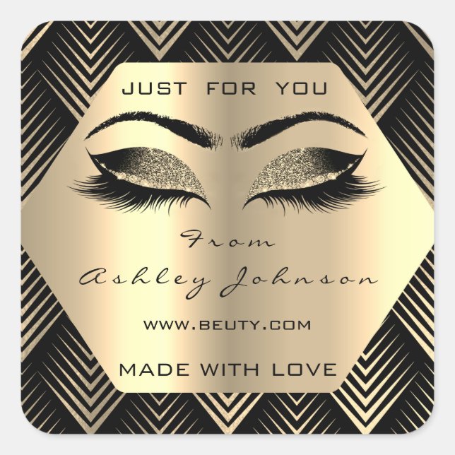 Adesivo Quadrado Apenas Para Você Fez Com Amor, Sepia Dourada Maqui (Frente)