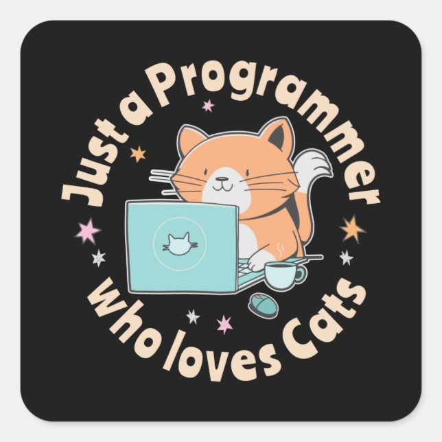Adesivo Quadrado Apenas um programador que ama gatos (Frente)