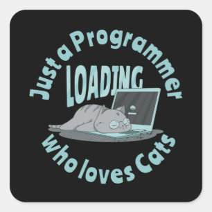 Adesivo Quadrado Apenas um programador que ama gatos