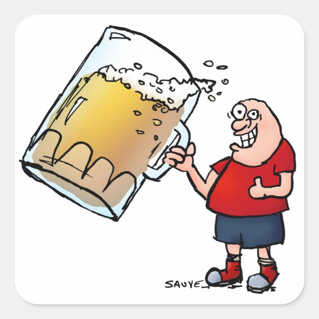 Adesivo Quadrado Apenas uma Cara de cerveja (Frente)