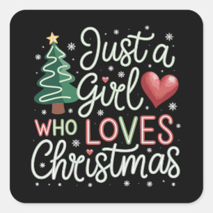 Adesivo Quadrado Apenas Uma Garota Que Ama O Natal Amante Do Xmas I