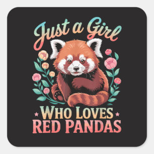 Adesivo Quadrado Apenas Uma Garota Que Ama Pandas Vermelhos