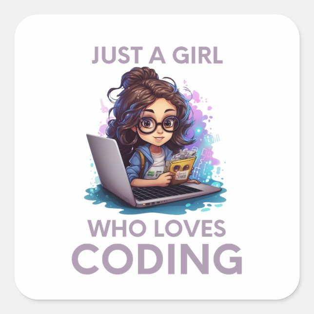 Adesivo Quadrado Apenas Uma Menina Que Adora Codificar Geeks Codifi (Frente)